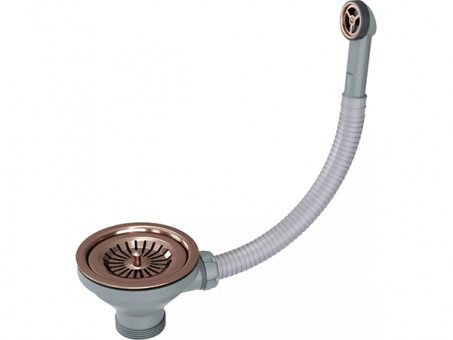 Слив с круглым переливом Paulmark PM6022-BC, брашированная медь